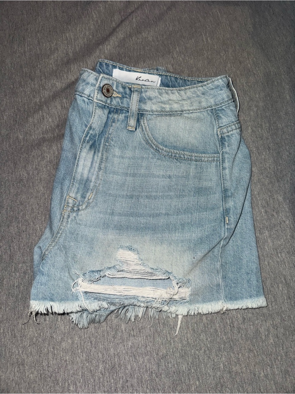 KanCan Light Blue Distressed Denim Mini Skirt
